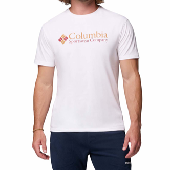 Polera Manga Corta Hombre Csc Basic Logo Blanco Columbia 