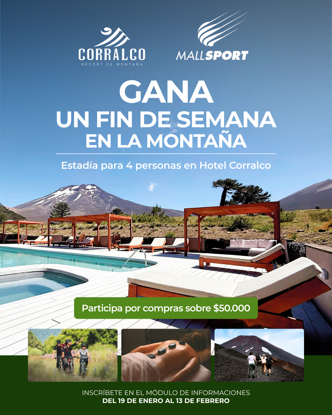 Gánate un fin de semana en la montaña: una escapada soñada junto a Mall Sport y Corralco Resort de Montaña